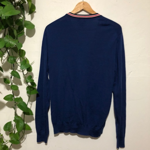 H&M Silk Blend Royal Blue Varsity Jacket Cardigan - Picture 2 of 4